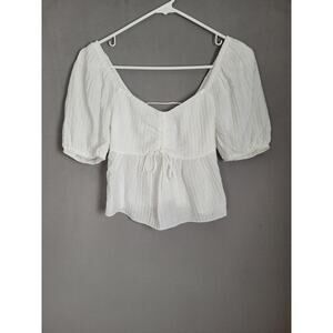 Full Tilt Womens Short Puff Sleeve Open Back White Top Size xxsmall